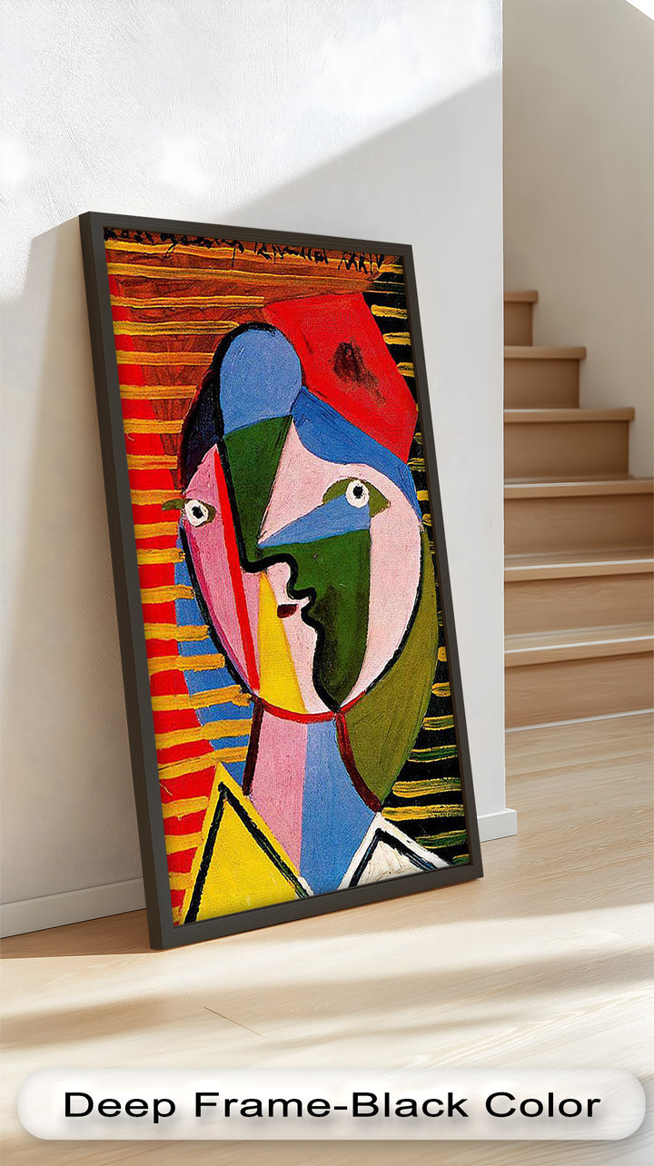 Vibrant Abstract Face – Cubist Oil Painting