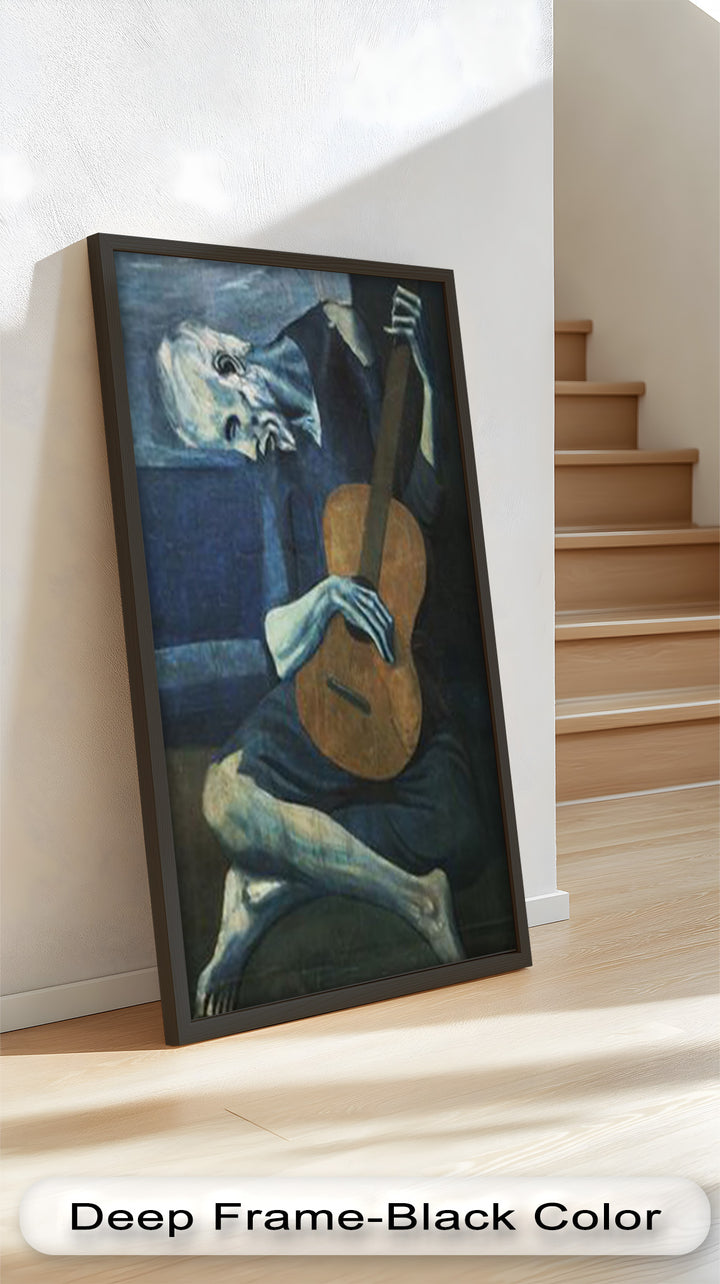 The Old Guitarist – Blue Period Melancholy Oil Painting