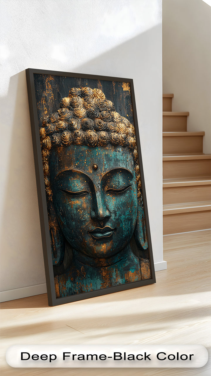 Turquoise Buddha Wall Art – Religious Oil Painting