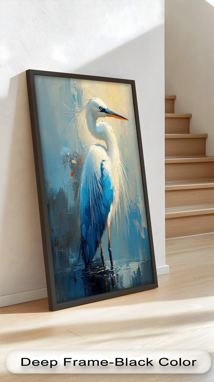 Modern Blue Heron - Animal Oil Painting
