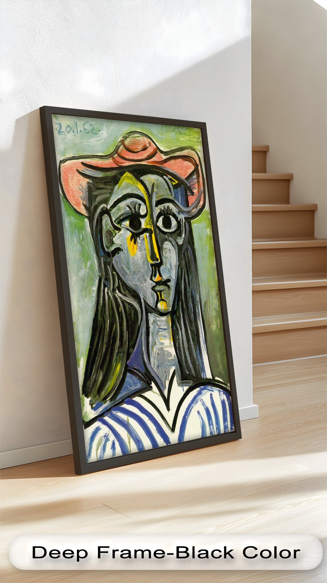 Woman in Rose Hat – Expressive Cubist Portrait Picasso Oil Painting