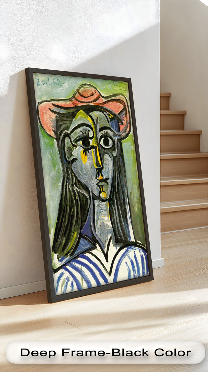 Woman in Rose Hat – Expressive Cubist Portrait Picasso Oil Painting