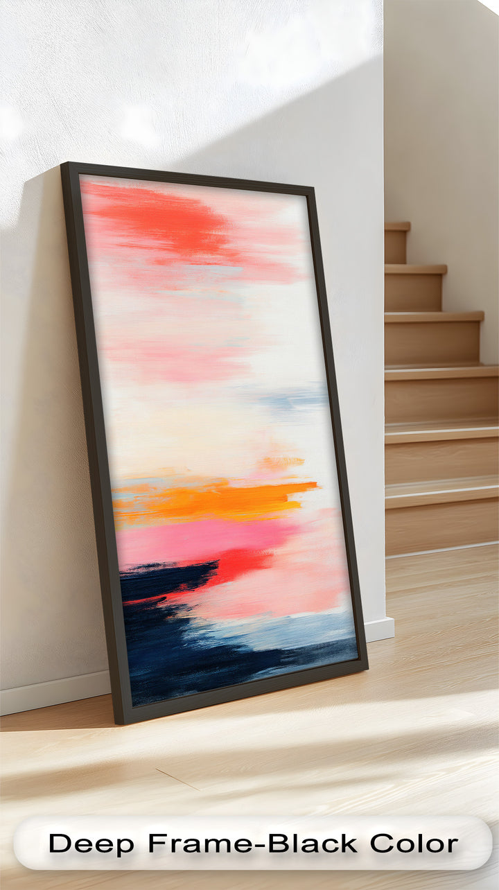Blush Horizon – Abstraktes Ölgemälde mit Sonnenuntergangshimmel