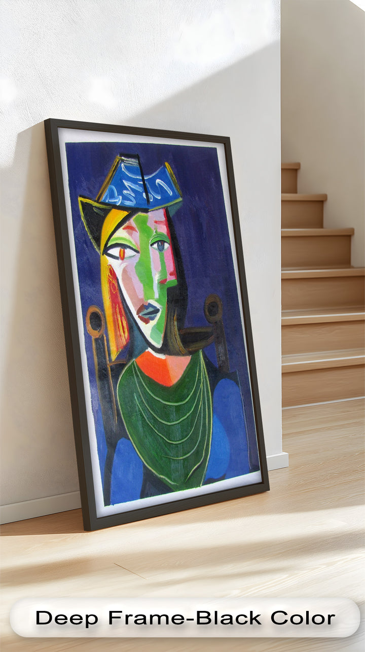 Jade and Indigo Muse – Abstract Woman Picasso Oil Painting