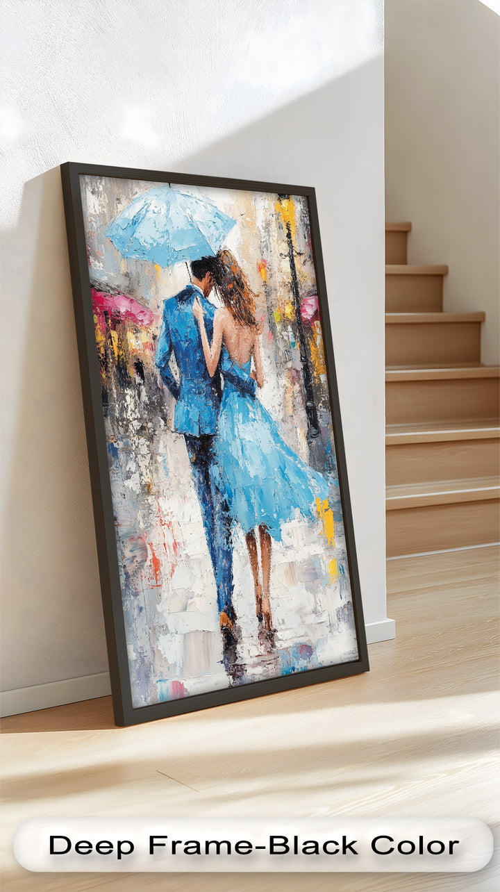 Forever in the Rain – Romantic Couple Love Oil Painting