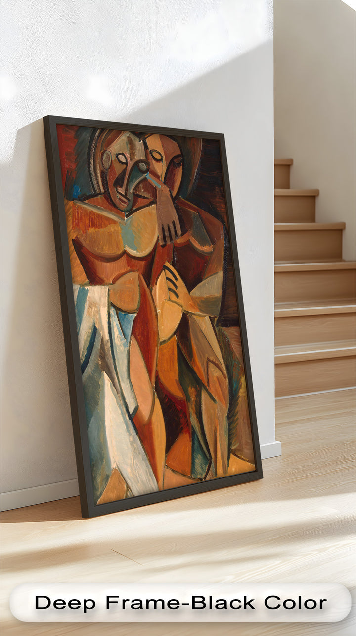 Abstract Embrace in Earth Tones - Picasso Oil Painting