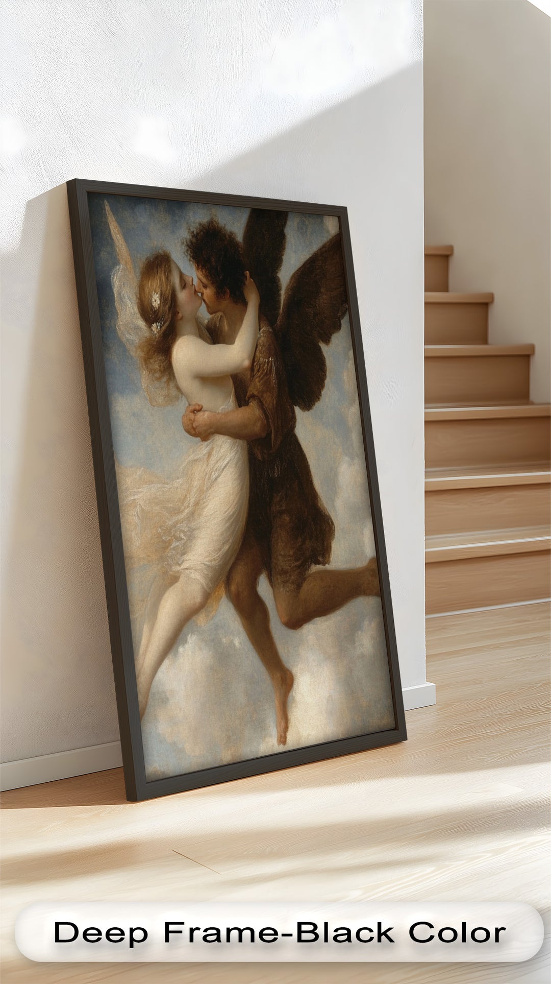 Celestial Embrace – Mythical Angelic Lovers Oil Painting