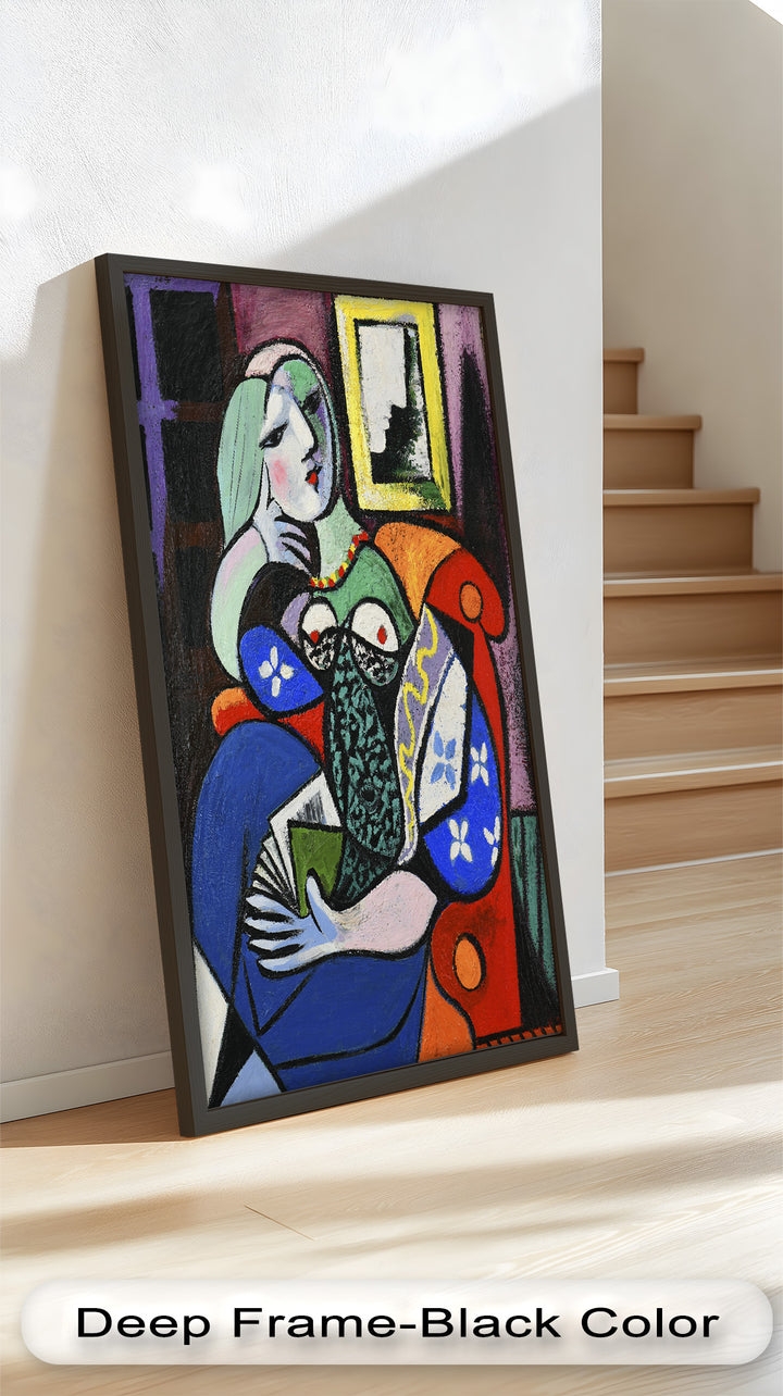 Abstract Woman Reading on Red Armchair - Picasso Oil Painting