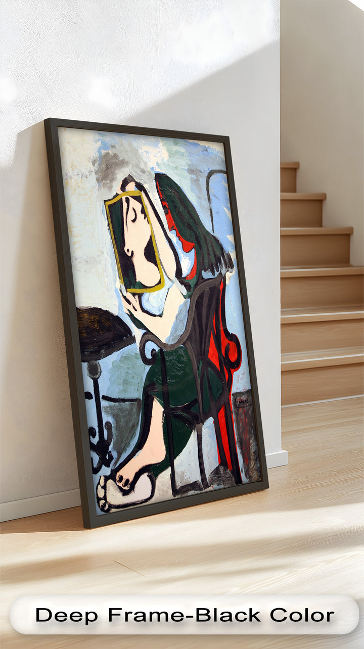 Woman with Mirror – Abstract Reflection Picasso Oil Painting