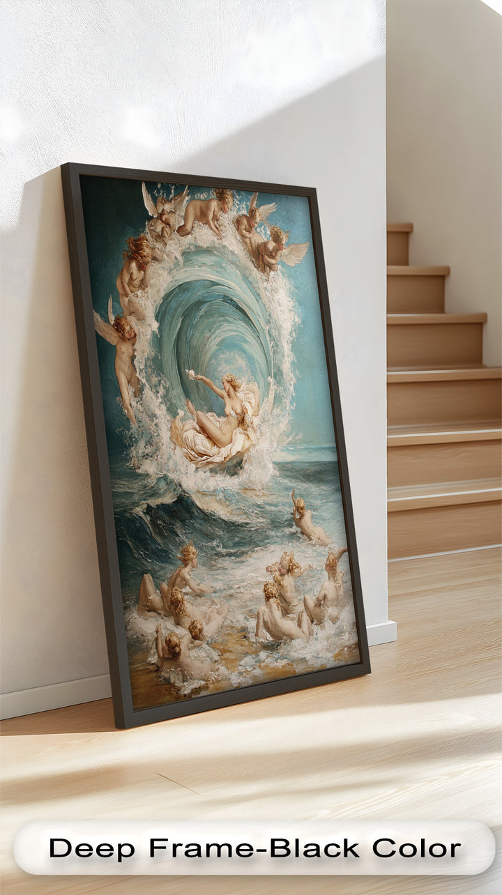 The Birth of Beauty – Mythic Seafoam and Cherubs Nude Oil Painting