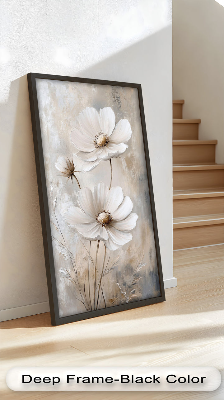 Soft Ivory Florals in Warm Neutrals - Flower Oil Painting