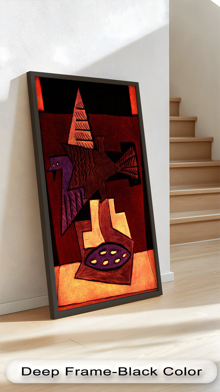 Abstract Bird & Bowl Wall Art – Cubist Oil Painting