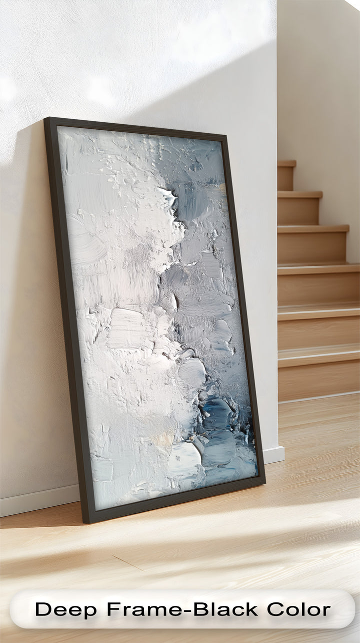 Iced Tides – Monochromes abstraktes Ölgemälde