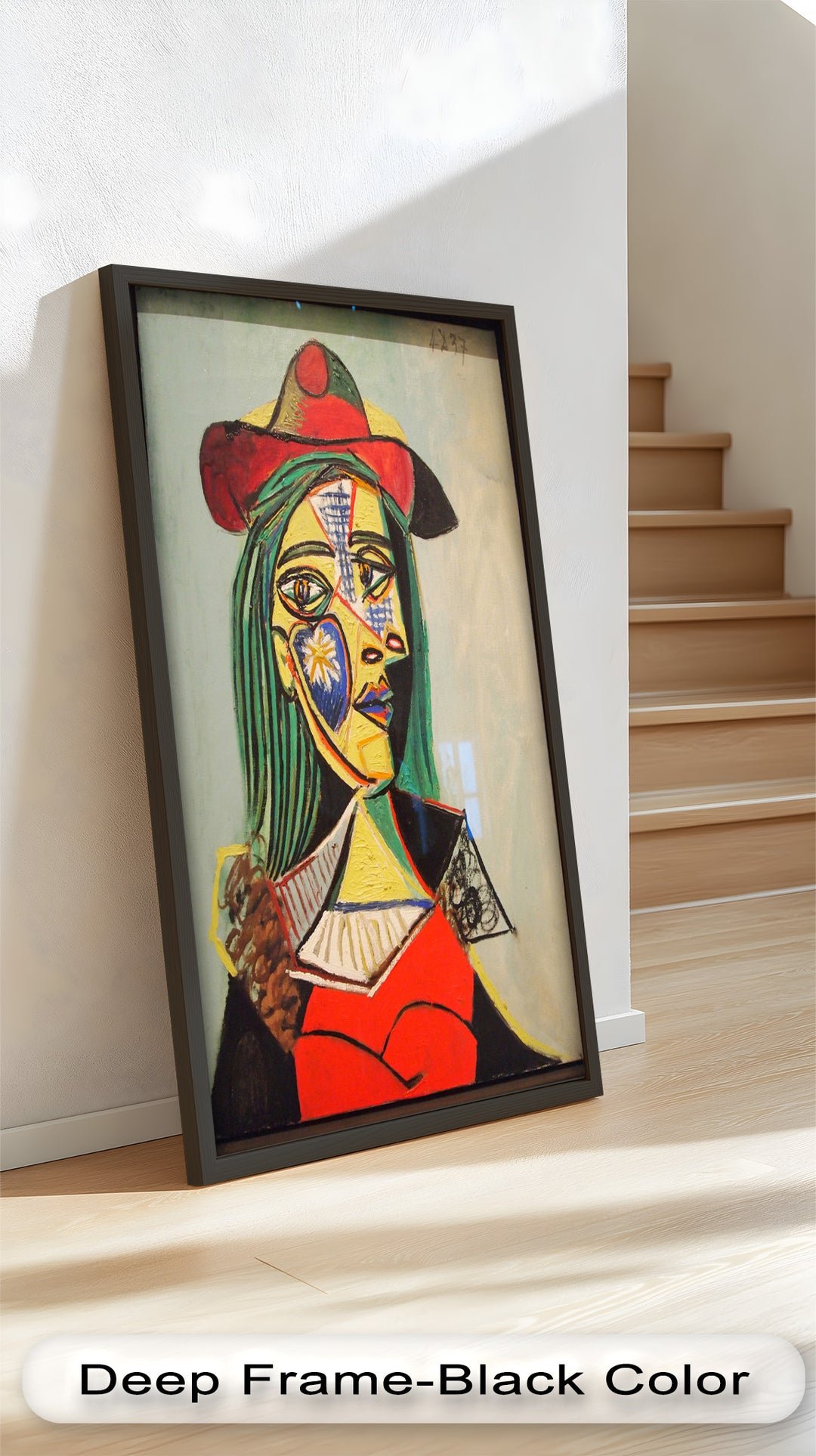Solar Veil – Cubist Portrait of a Woman in Red Hat Oil Painting