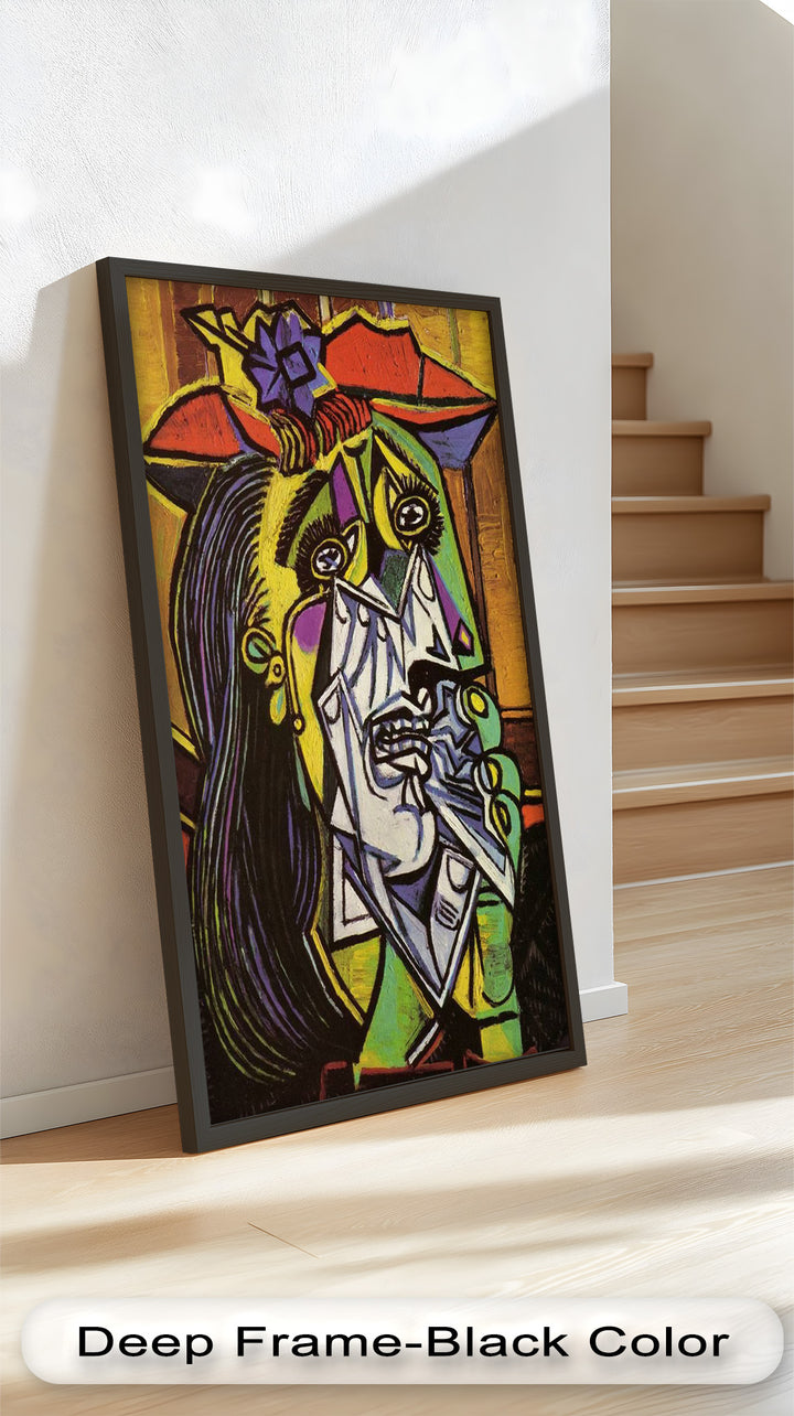 Woman Weeping in Red Hat – Emotional Cubist Expression Picasso Oil Painting