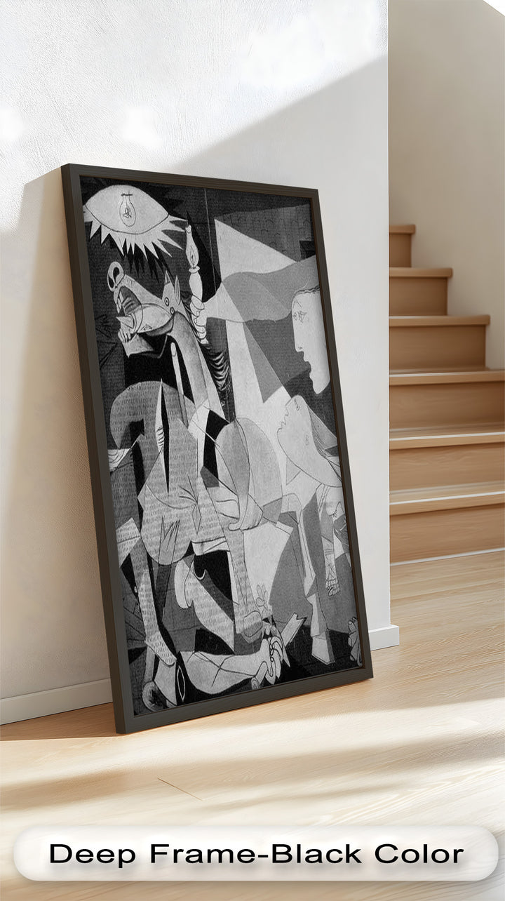 Echoes of War – Black & White Cubist Masterpiece Oil Painting