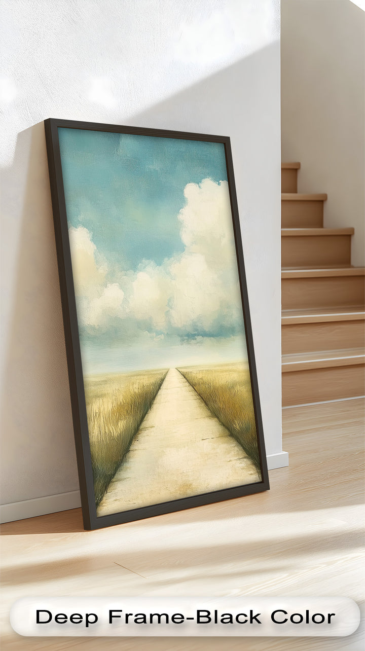 Minimal Nature Wall Art – Road Landscape Oil Painting