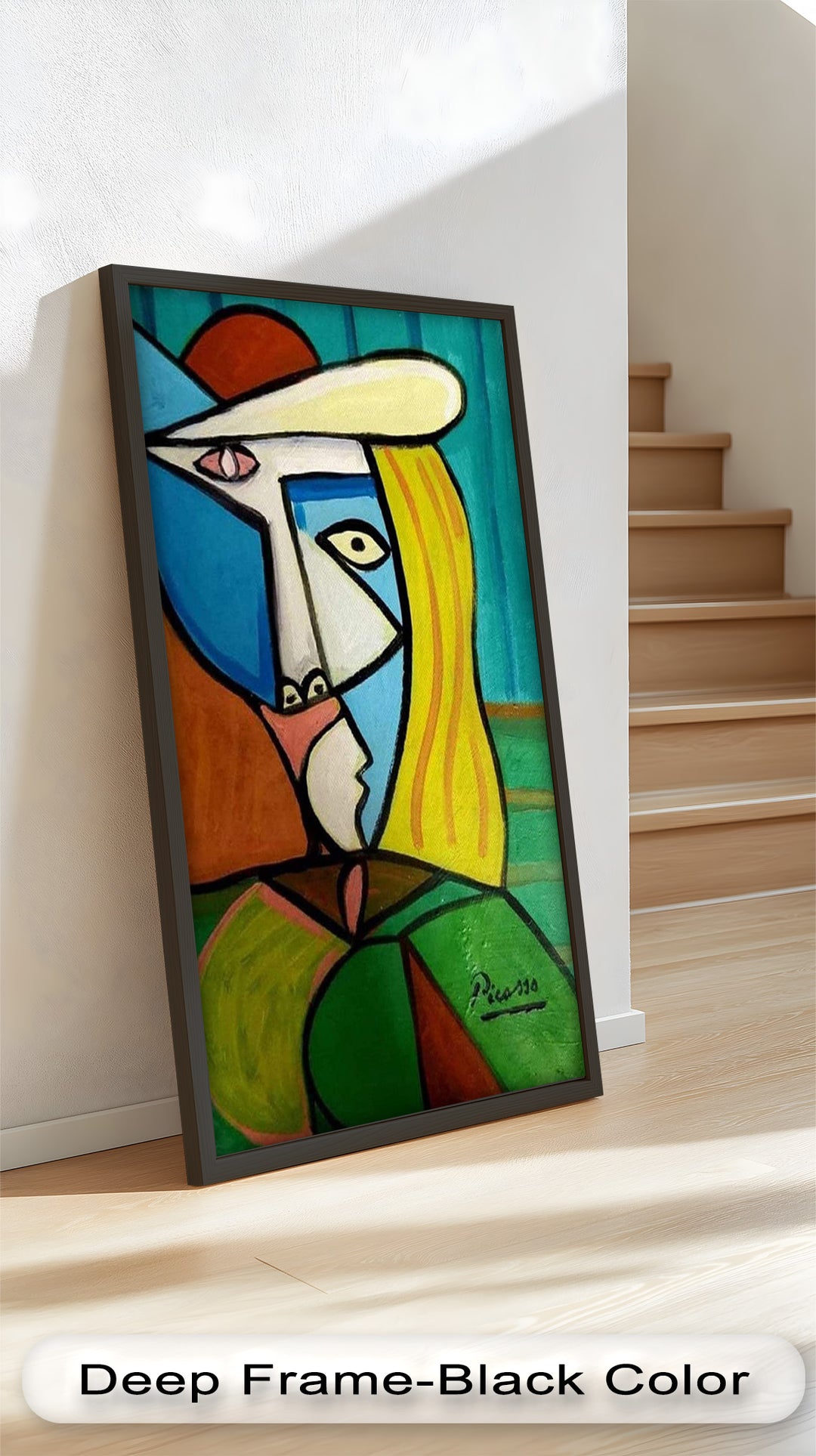 Golden Gaze – Cubist Woman in Hat Picasso Oil Painting