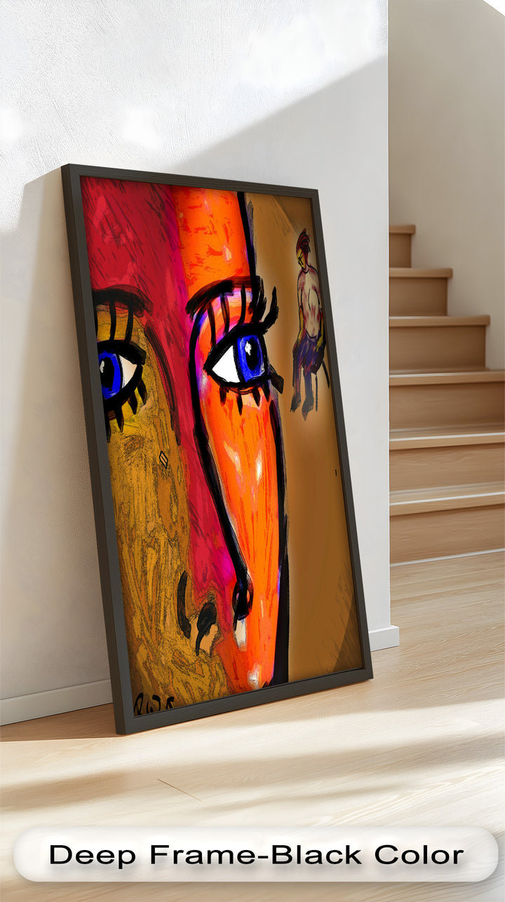 Gaze of Fire – Abstract Portrait with Distant Figure Picasso Oil Painting