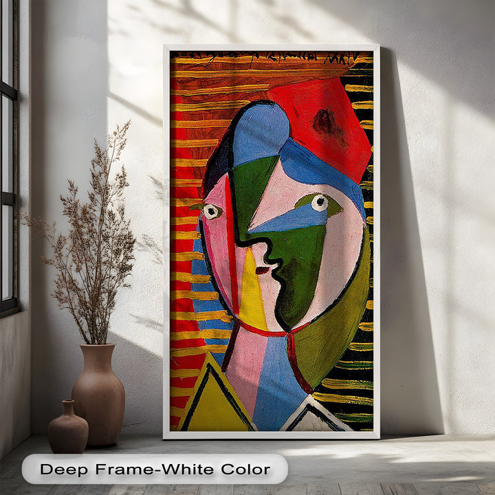 Vibrant Abstract Face – Cubist Oil Painting