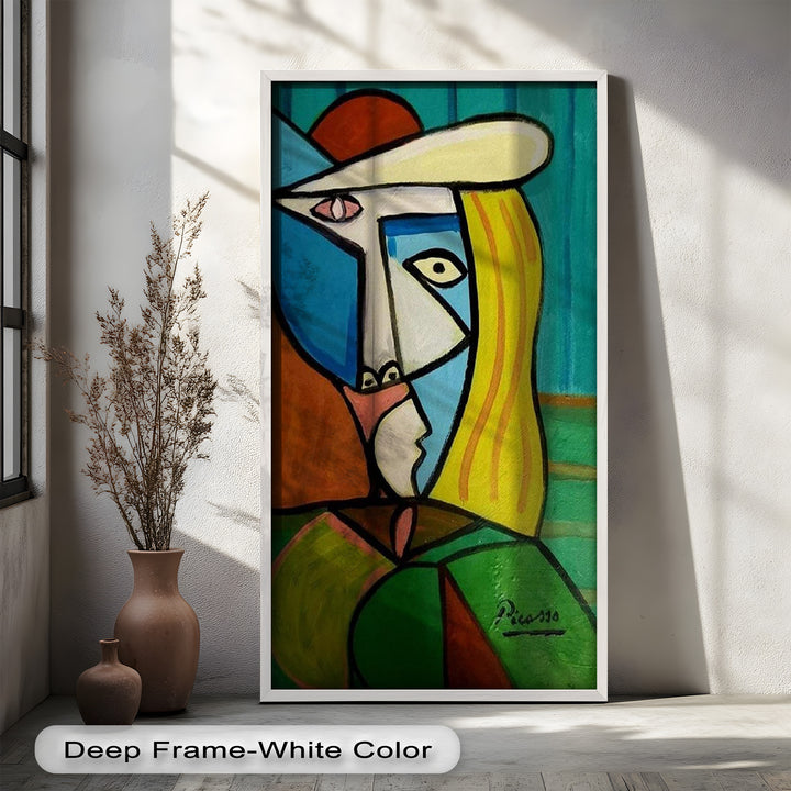 Golden Gaze – Cubist Woman in Hat Picasso Oil Painting