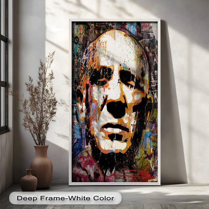 Graffiti Face Portrait Wall Art – Urban Abstract Oil Painting