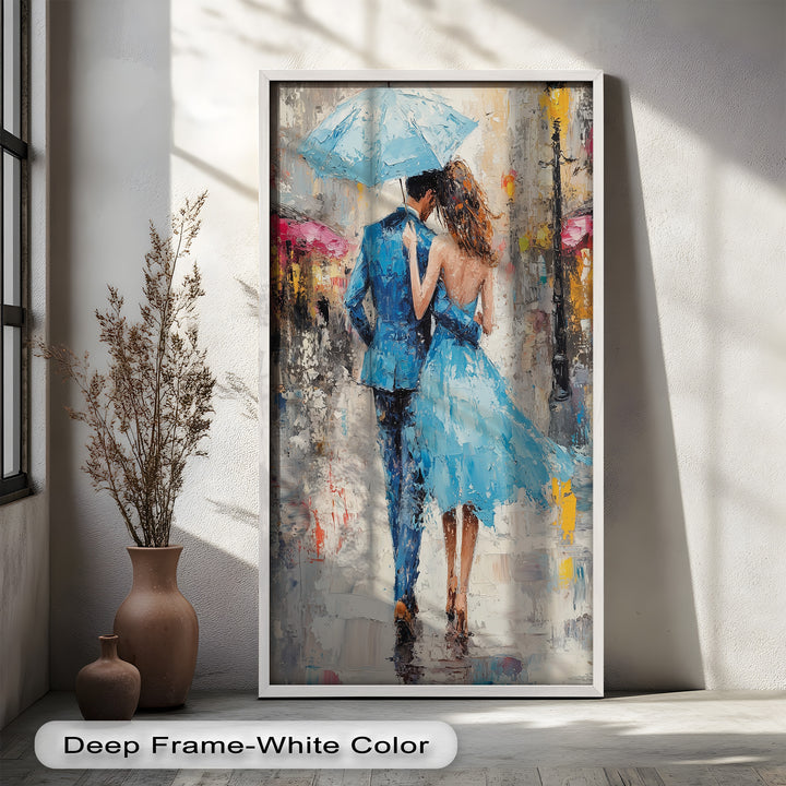Forever in the Rain – Romantic Couple Love Oil Painting