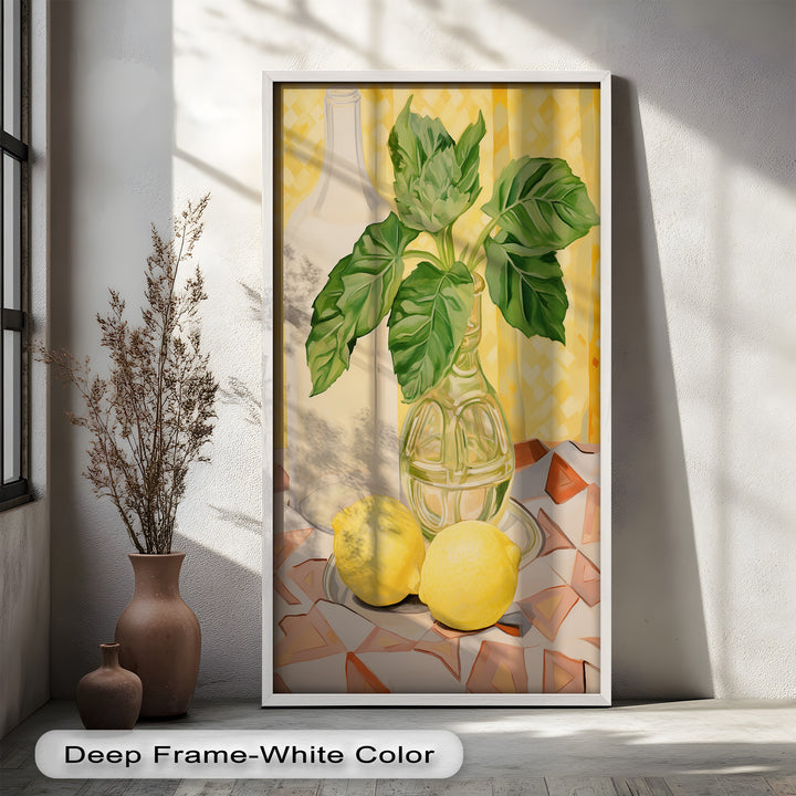 Lemon & Leaf Kitchen Art – Framed Oil Painting