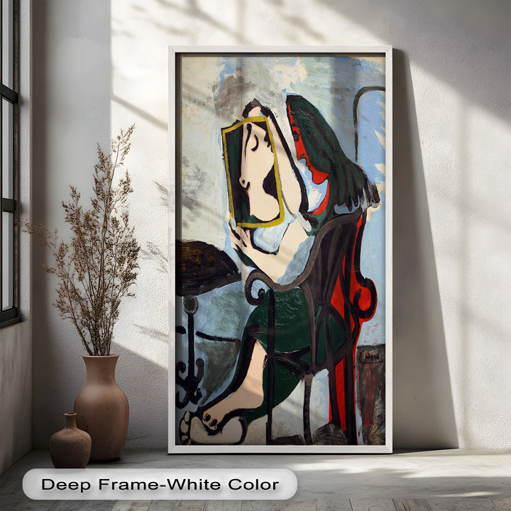Woman with Mirror – Abstract Reflection Picasso Oil Painting
