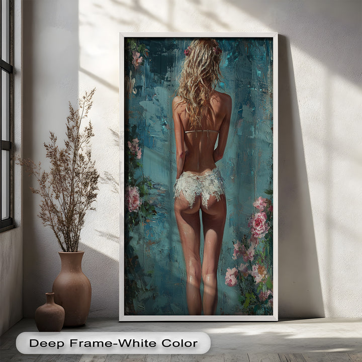 Floral Reverie – Dreamlike Summer Nude Oil Painting