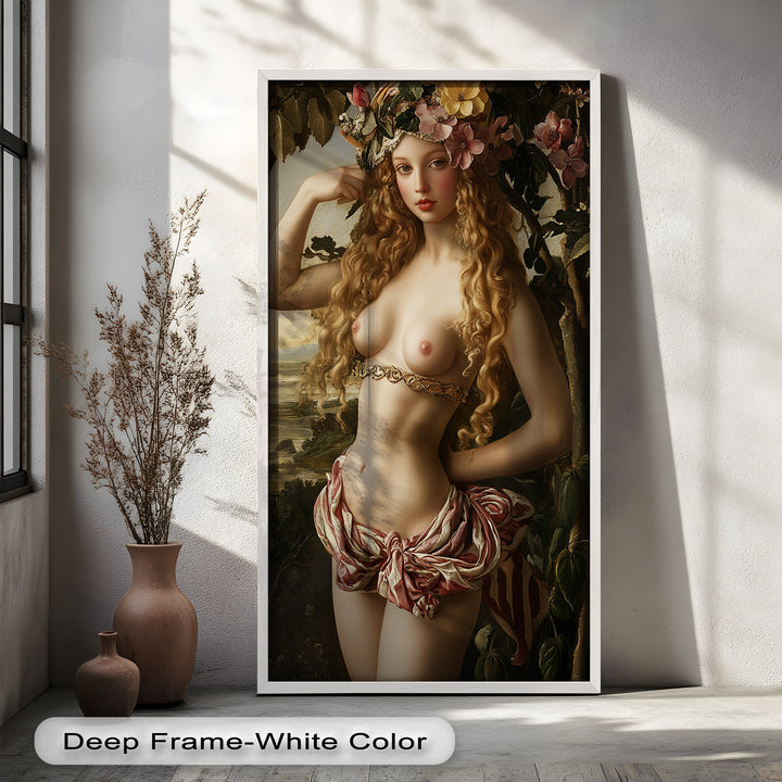 Goddess of Blossoms – Renaissance Mythology Nude Oil Painting