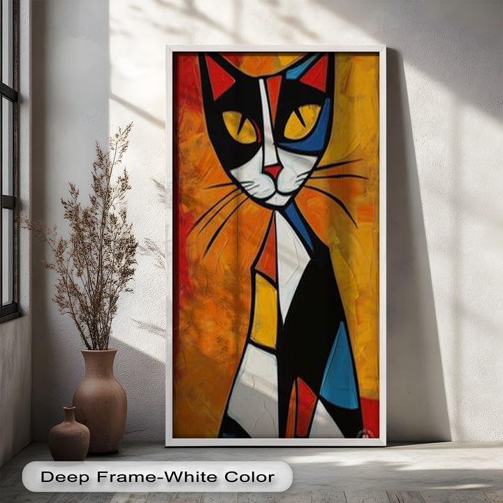 Geometric Feline – Abstract Cat Picasso Style Oil Painting