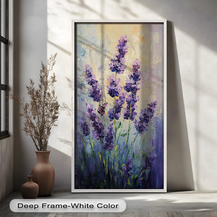 Lavender Blooms in Textured Harmony - Flower Oil Painting