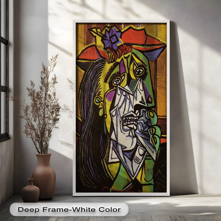 Woman Weeping in Red Hat – Emotional Cubist Expression Picasso Oil Painting