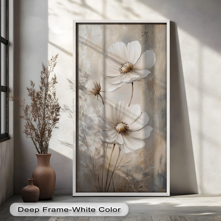 Soft Ivory Florals in Warm Neutrals - Flower Oil Painting
