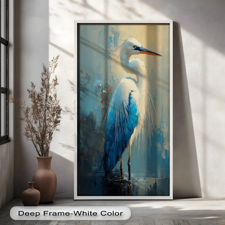 Modern Blue Heron - Animal Oil Painting