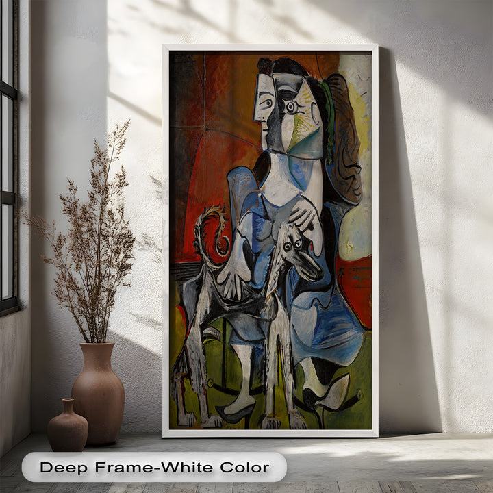 Guardian in Abstraction – Woman with Dog Cubist Oil Painting