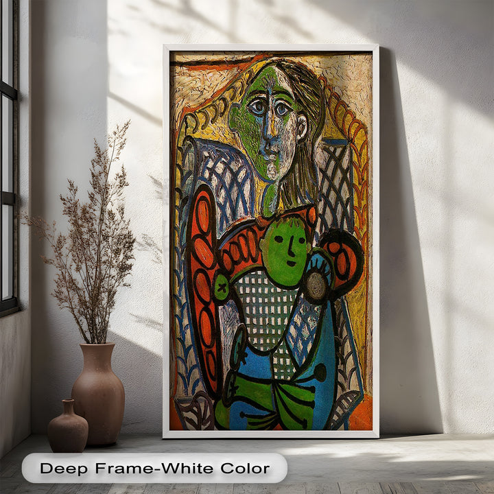 Green Embrace – Mother and Child Picasso Oil Painting