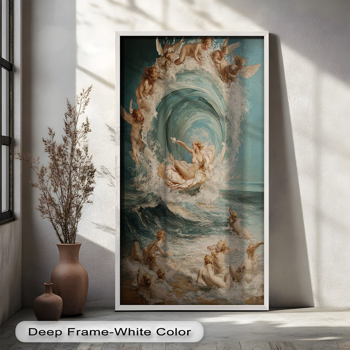 The Birth of Beauty – Mythic Seafoam and Cherubs Nude Oil Painting
