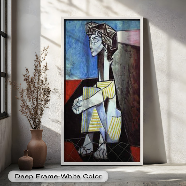 Seated in Reflection – Picasso Style Abstract Oil Painting