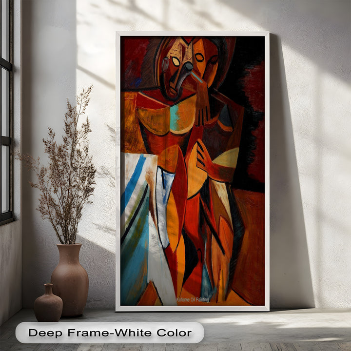 Embracing Figures Wall Art – Cubist Abstract Oil Painting