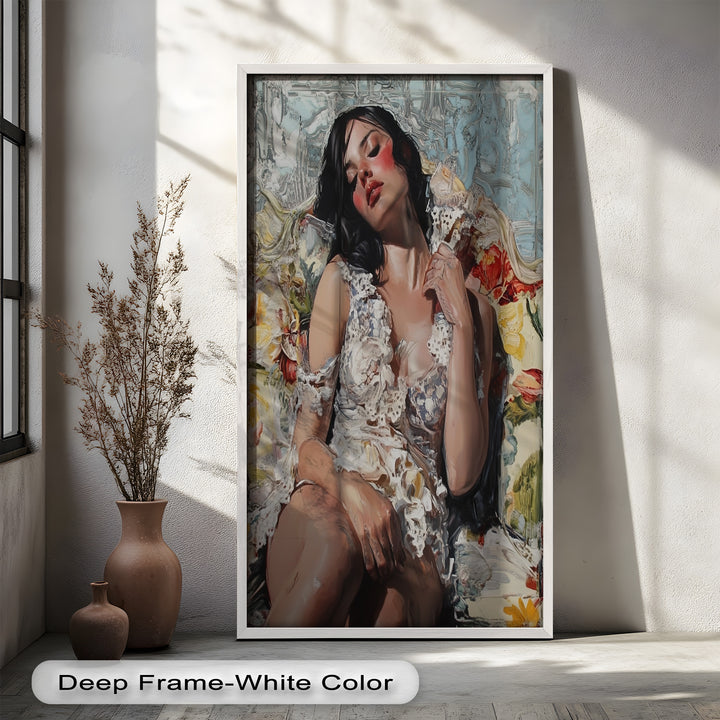 Reverie in Bloom – Zeitgenössische romantische figurative Ölmalerei