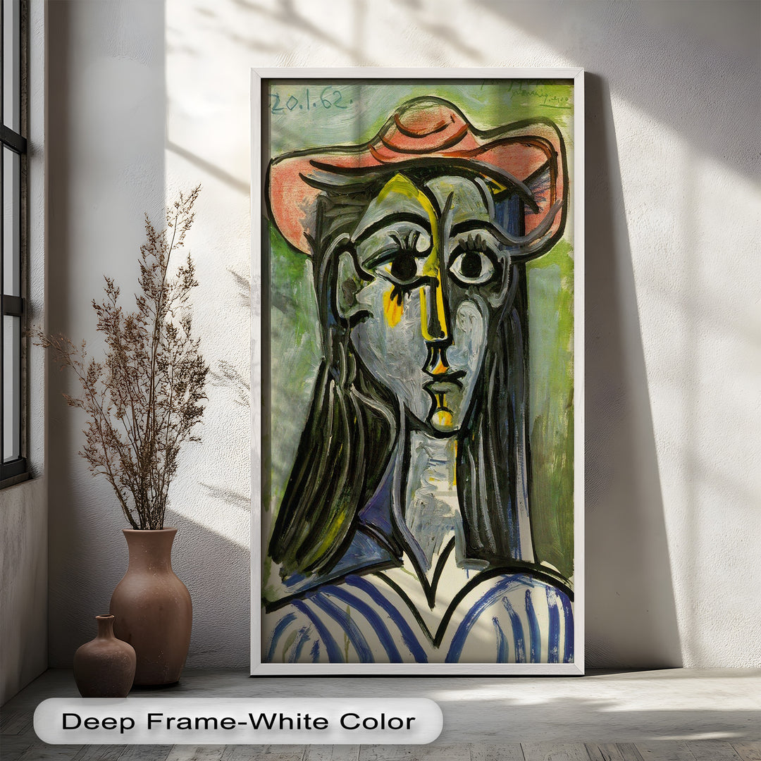 Woman in Rose Hat – Expressive Cubist Portrait Picasso Oil Painting