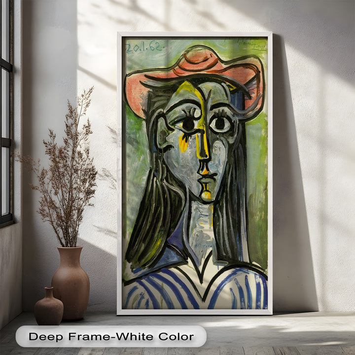 Woman in Rose Hat – Expressive Cubist Portrait Picasso Oil Painting