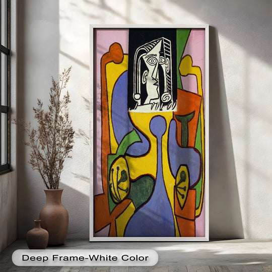 Highlighting the darkest area, this fragmented identity oil painting decoration showcases a bold cubist portrait with intense contrast and modern artistic expression.