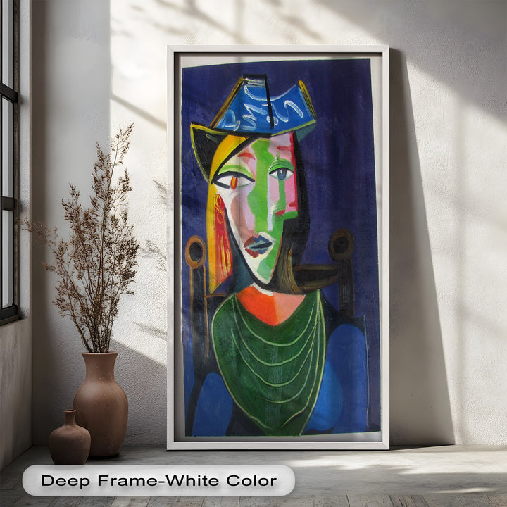 Jade and Indigo Muse – Abstract Woman Picasso Oil Painting