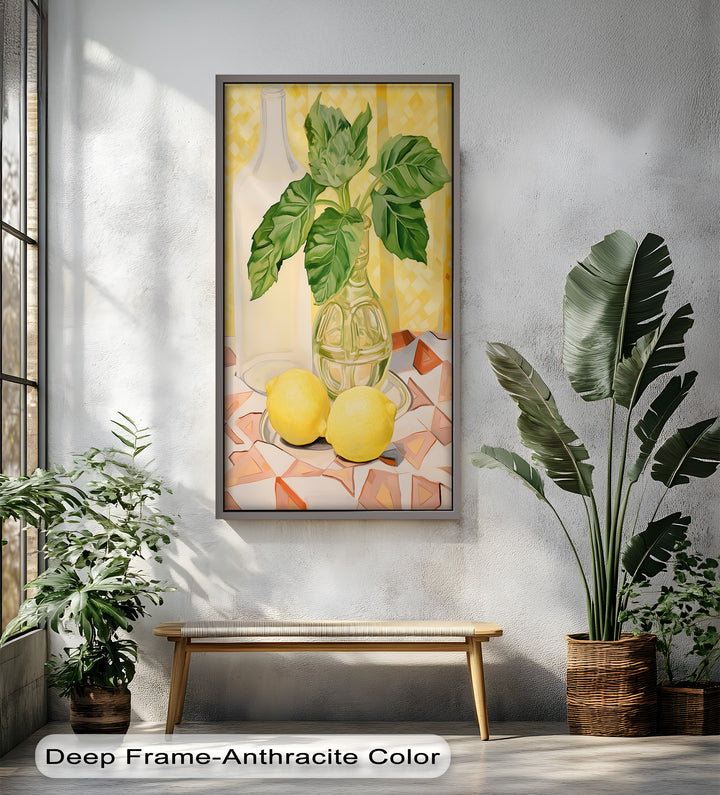 A vibrant ode to citrus and greenery, this painting offers a joyful and energizing presence for contemporary or minimalist interiors.

