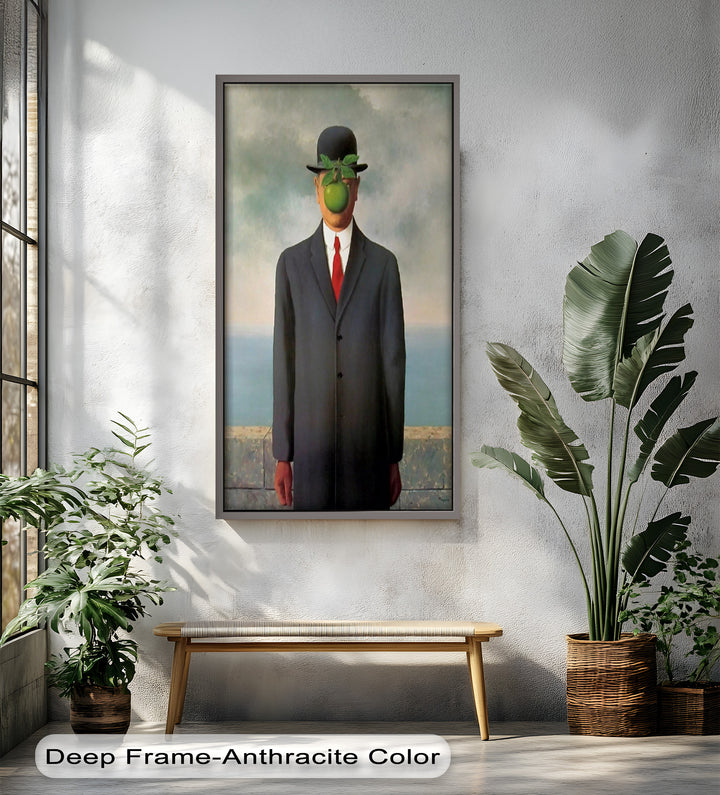 The Apple Enigma – Surrealist Gentleman Oil Painting