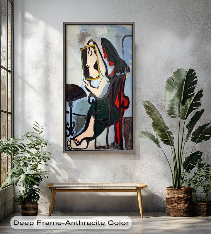 Woman with Mirror – Abstract Reflection Picasso Oil Painting