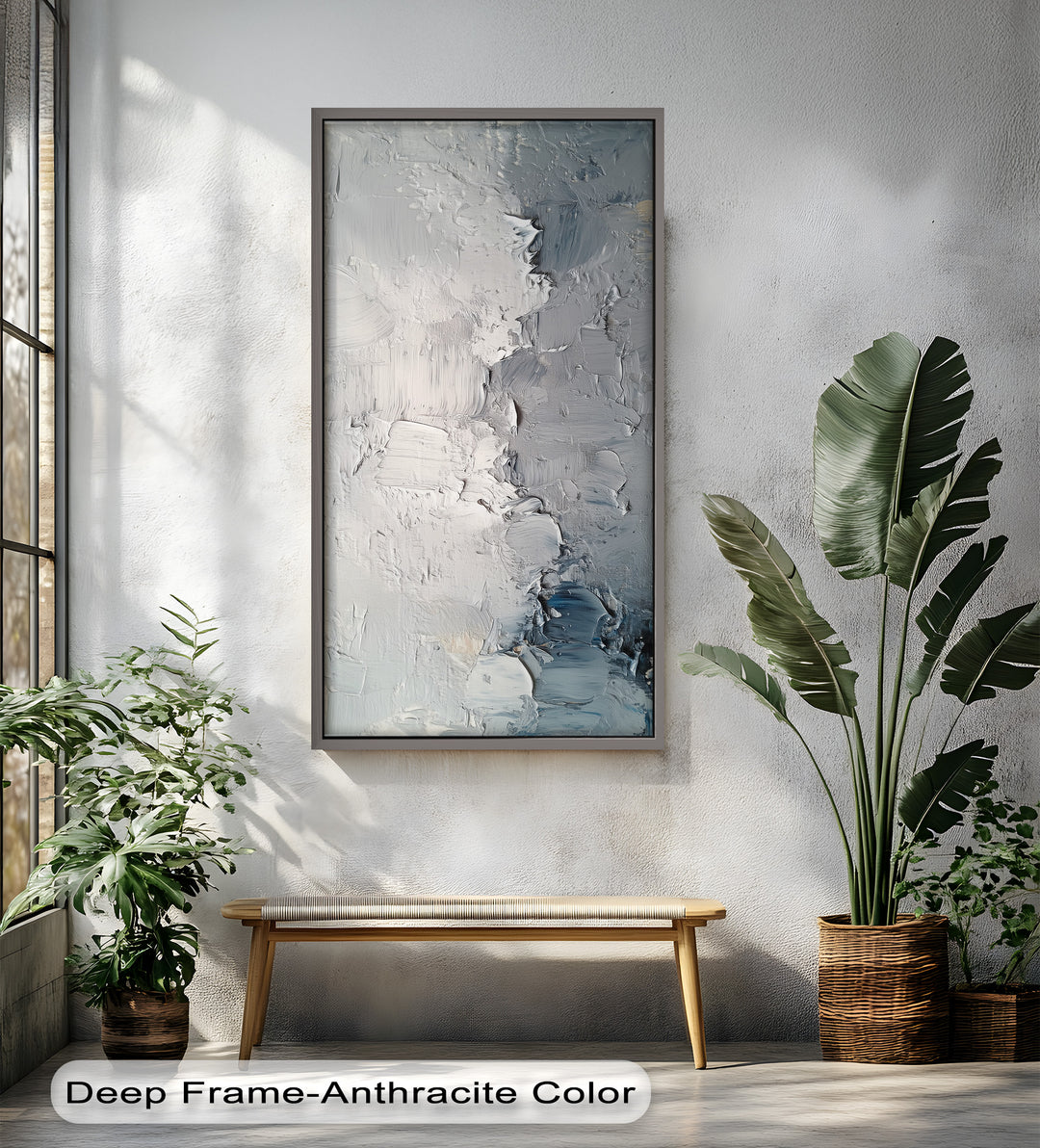 Iced Tides – Monochromes abstraktes Ölgemälde